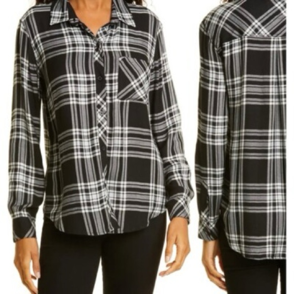 Rails Hunter Checked Shirt In Black Sky Ivory Size L